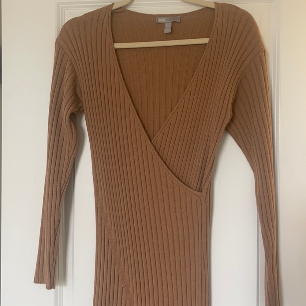 Camel Midi Sweater Dress